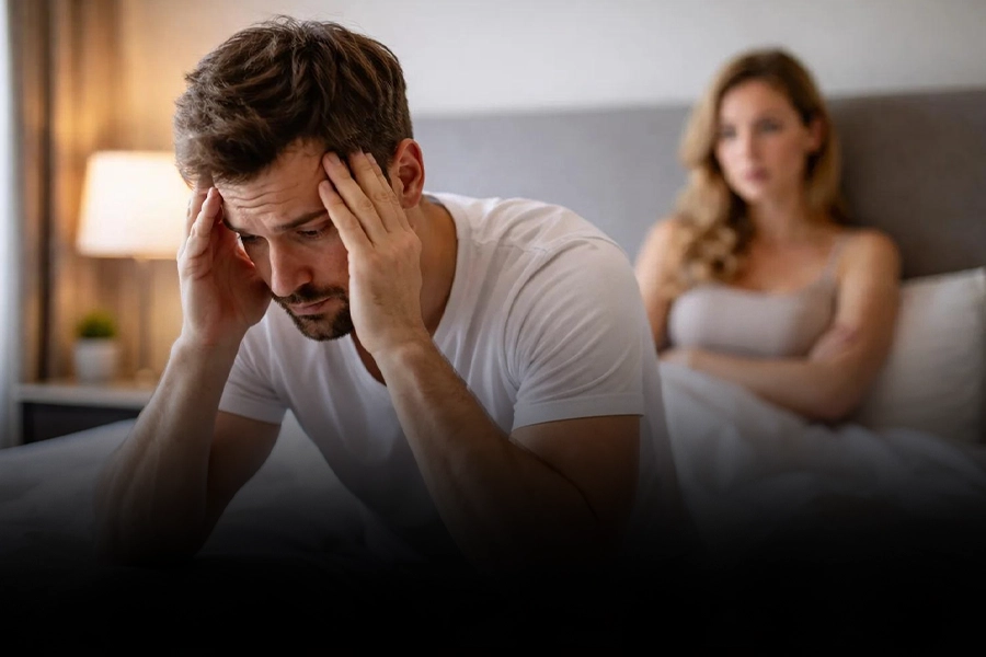Man experiencing stress related sexual impotency