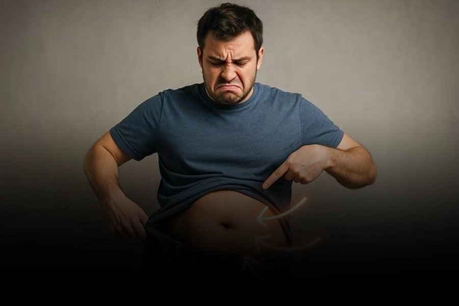 Man struggling to lose weight and concerned about metabolism and belly fat