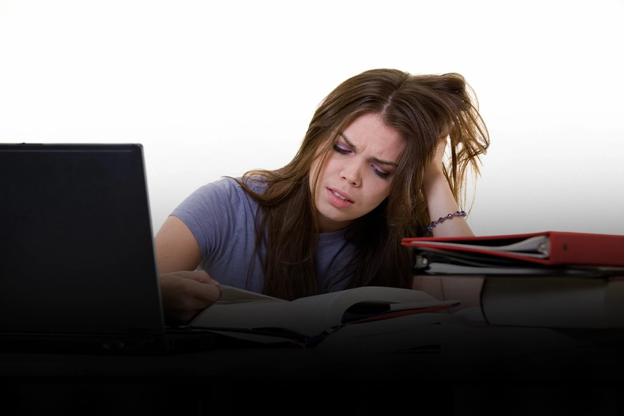 Student struggling to remember information while studying